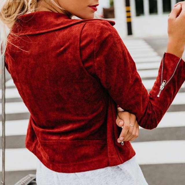 Veste Bomber Vintage à Fermeture Éclair pour Femmes Hiver