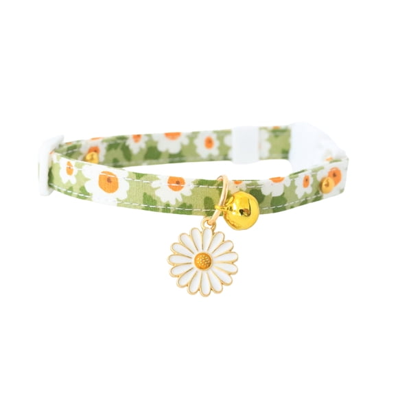 Detachable Cat Collar With Pendant for Indoor Outdoor Use Mix Suitable for Both Male and Female Cats Lightweight Safe and Adjustable, 18 cm, Green