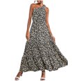 thumbnail image 1 of RKSTN Women's Summer Dress One Shoulder Sleeveless Long Dress Printing Ruffle Maxi Dress, 1 of 1