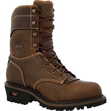 GEORGIA BOOT Men's 9" AMP LT Logger Composite Toe Waterproof Work Boot Brown - GB00474