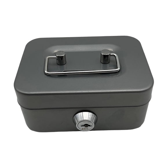 Boîte à Billets avec Serrure Étui avec Poignée Supérieure Boîte Souvenir Portable Coffre au Trésor Gris