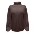 thumbnail image 4 of cllios White Sweaters for Women oversized Turtleneck Jumpers Casual Lantern Sleeve Knit Textured Sweater Pure Color Ribbed Pullover Tops, 4 of 4