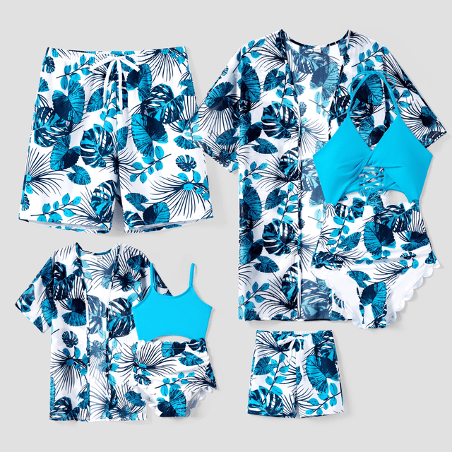 PatPat Family Matching Drawstring Swim Trunks or Cut Out Lace UP Back One-Piece Swimsuit