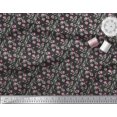 thumbnail image 2 of Soimoi Black polyester Crepe Fabric Leaves & Azalea Floral Print Sewing Fabric Yard 52 Inch Wide, 2 of 3