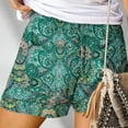 thumbnail image 4 of Plus Size Shorts for Women Elastic Waist Drawstring Pocket Print Casual Summer Bottoms, 4 of 6
