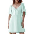 thumbnail image 1 of Robes pour Femmes Printemps Été Décolleté en V Profond Élégante Robe Courte à Nœud Vert Émeraude L, 1 of 9