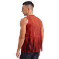 thumbnail image 3 of TiaoBug Gilet à Franges de Cowboy pour Homme Sans Manches Veste Cardigan Hauts Western de Cowboy Rouge m, 3 of 10
