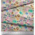thumbnail image 2 of Soimoi Polyester Crepe Fabric Camera,Hat & Briefcase Travel Decor Fabric Printed Yard 42 Inch Wide, 2 of 3