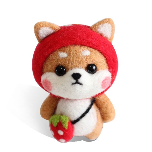 EQWLJWE Plush Toys Cute Litter Dog Pattern Handmade DIY Poke Wool Felts Material Production Package