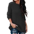 thumbnail image 1 of Innerwin Hauts en Tricot Manches Longues Femme Chandail Décontracté Col Rond Tunique Ample Blouse Noir TP, 1 of 6