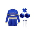 thumbnail image 3 of Aislor Tenues de Cheerleading pour Filles Enfants Costume de Cosplay Chef de Cheer Halloween Robe de Fête Rave Danse Justaucorps Bleu Royal A 12, 3 of 7