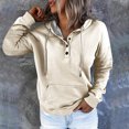 thumbnail image 2 of Yuyuzo Sweat-Shirts à Capuche pour Femmes, Col à Boutons, Manches Longues, Automne, 2 of 5