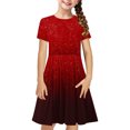 thumbnail image 2 of Soldes de Liquidation Aujourd'hui Offres Iumwxz Robe Décontractée Trapèze Robe Tunique pour Adolescentes Robe Col Rond Imprimé Dégradé Manches Courtes Robes pour Adolescentes Robe Élégante pour Fête des Fêtes 4-14a, 2 of 7