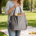 thumbnail image 1 of MTBLYS Color Block Folding Shopping Bag Large Capacity Waterproof Shoulder Tote with Side Cup Holder Portable Storage Bag Daily Shopping Outdoor Use, 1 of 7