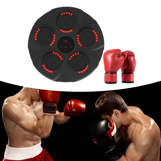 Machine d'Entraînement de Boxe Musicale, Cible Murale Électronique Intelligente, avec Lumières pour Enfants, Adultes, Maison, Intérieur, Gym Gants Rouges