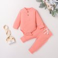 thumbnail image 2 of Winter Newborn Baby Boy Girl Clothes Set Ribbed Outfits Unisex Infant Solid Cotton Button Long Sleeve Tops Pants 2PCS, 2 of 6