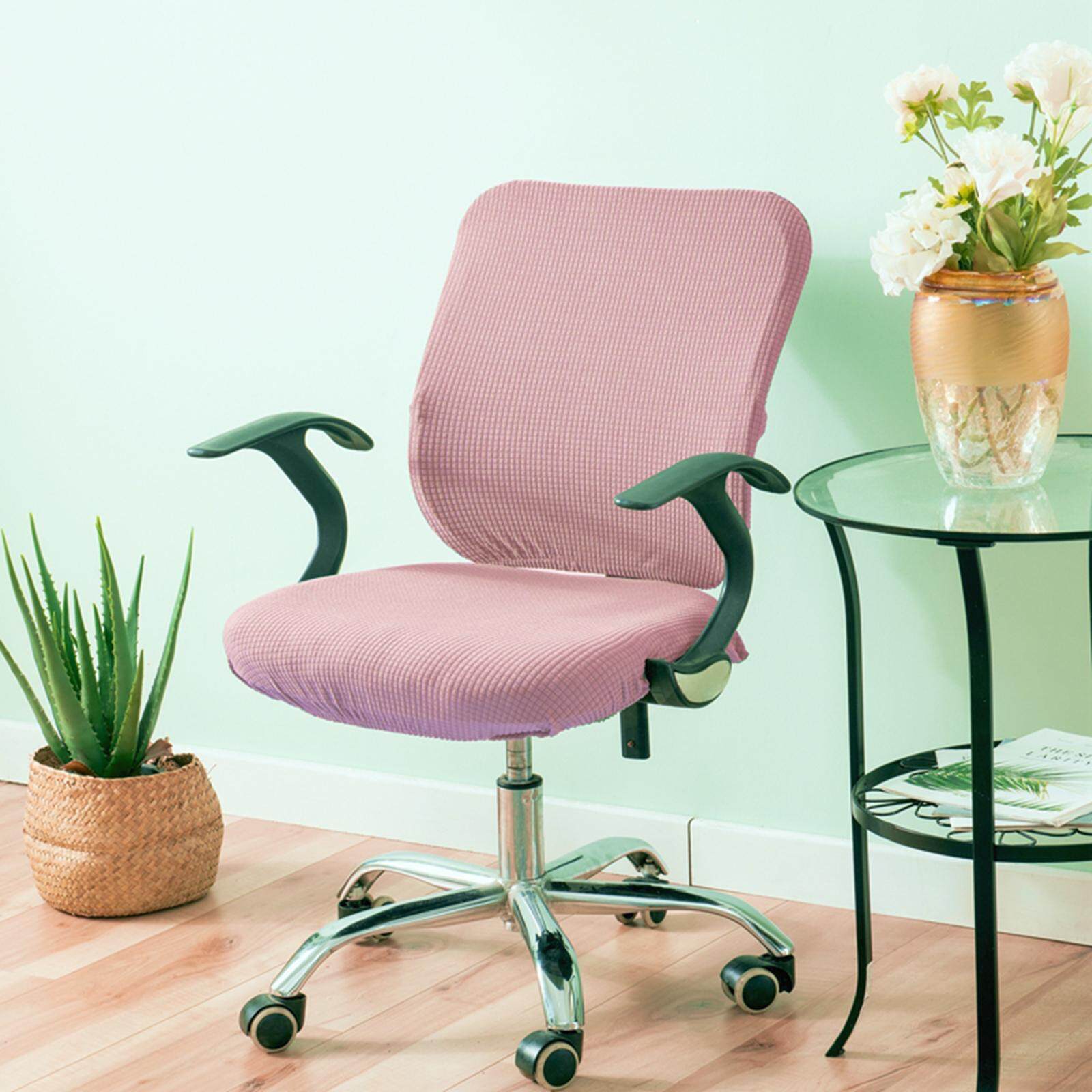 Housses de Siège de Chaise de Bureau Élastiques Housse de Chaise Extensible Rose