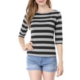 thumbnail image 1 of INSPIRE CHIC T-Shirt Décontracté Imprimé pour Femmes à Manches au Coude et Col Rond, 1 of 7