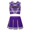 thumbnail image 4 of Aislor Ensemble Court de Pom-Pom Girl pour Femmes avec Mini Jupe Plissée Ensemble d'Uniforme de Cheerleading Violet P, 4 of 7