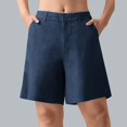 thumbnail image 1 of Ovticza Bermudas pour Femmes Séchage Rapide Légers Shorts en Lin Golf Randonnée Voyage Shorts Bleu Marine TG, 1 of 5