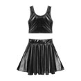 thumbnail image 3 of YONGHS Women's Alien Set Cheer Leader Outfit Metallic Crop Tank Top with Ruffle Skirt Hair Hoop Black S, 3 of 7