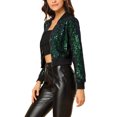 thumbnail image 4 of INSPIRE CHIC Blouson Bomber Court à Paillettes Scintillantes avec Fermeture Éclair pour Femme, 4 of 7