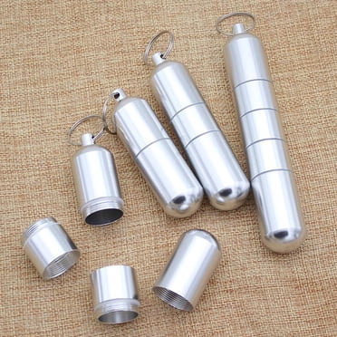 Pocket Pill Case Anti-corrosion Portable Waterproof Aluminum Alloy Pill Holder Keychain for Outdoor Sports