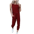 thumbnail image 1 of FAIWAD Women's 2 Piece Outfit Sleeveless Round Neck Tops with Sweatpants Active Tracksuit Lounge Wear, 1 of 5
