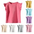 thumbnail image 4 of Girls Summer Flutter Sleeve Ruffle Collar Shirts Slim Fit Casual Tank Tops Gray 10-11 Years, 4 of 4