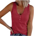 thumbnail image 1 of Timegard Womens Tank Tops Summer Ribbed V Neck Button Sleeveless Slim Basic Tee Casual Going out Tops, 1 of 5