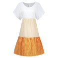 thumbnail image 3 of CHUANK Robes en Lin pour Femmes Été Grande Taille Manches Courtes Col en V Longueur Genou Robe Ample Décontractée Confortable Robe de Plage Soldes de Liquidation 2024, 3 of 8
