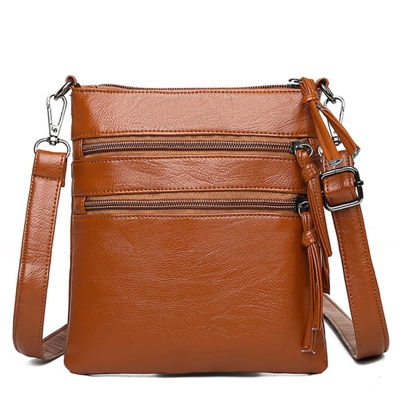 Crossbody Bags for Women,Small Genuine Leather Crossbody Purses for Women Cross Body Bag Shoulder Handbags with Multiple Zipper Pockets