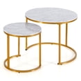 thumbnail image 2 of Costway Nesting Coffee Table Set of 2 for Balcony Living Room Modern Round Side Tables Gold, 2 of 10