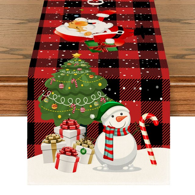Nappe Imprimée Élan de Noël Thème Décoratif pour Table de Salle à Manger