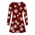 thumbnail image 3 of XZNGL Robe à Manches Longues Femme Mode Femme Décontractée à Manches Longues Col Rond Robe Imprimée de Noël Longueur Genou Robe à Manches Longues pour Femmes Robe à Manches Longues pour Femmes Aguichant, 3 of 5
