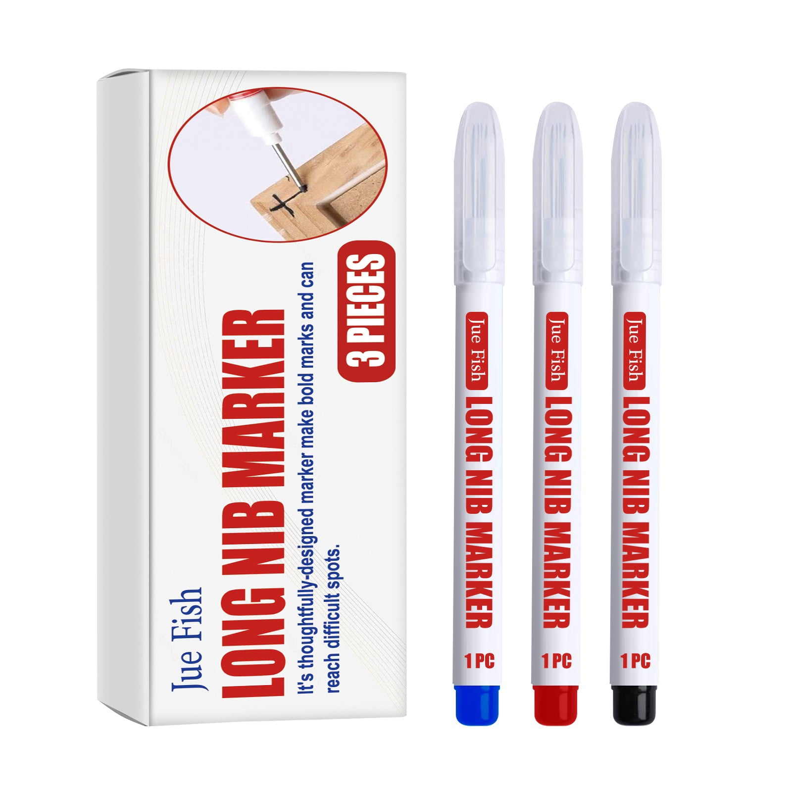 fheaev Long Head Marker Pen Wooden Precision Marker Pen Extended Special Oil-based Marker Pen