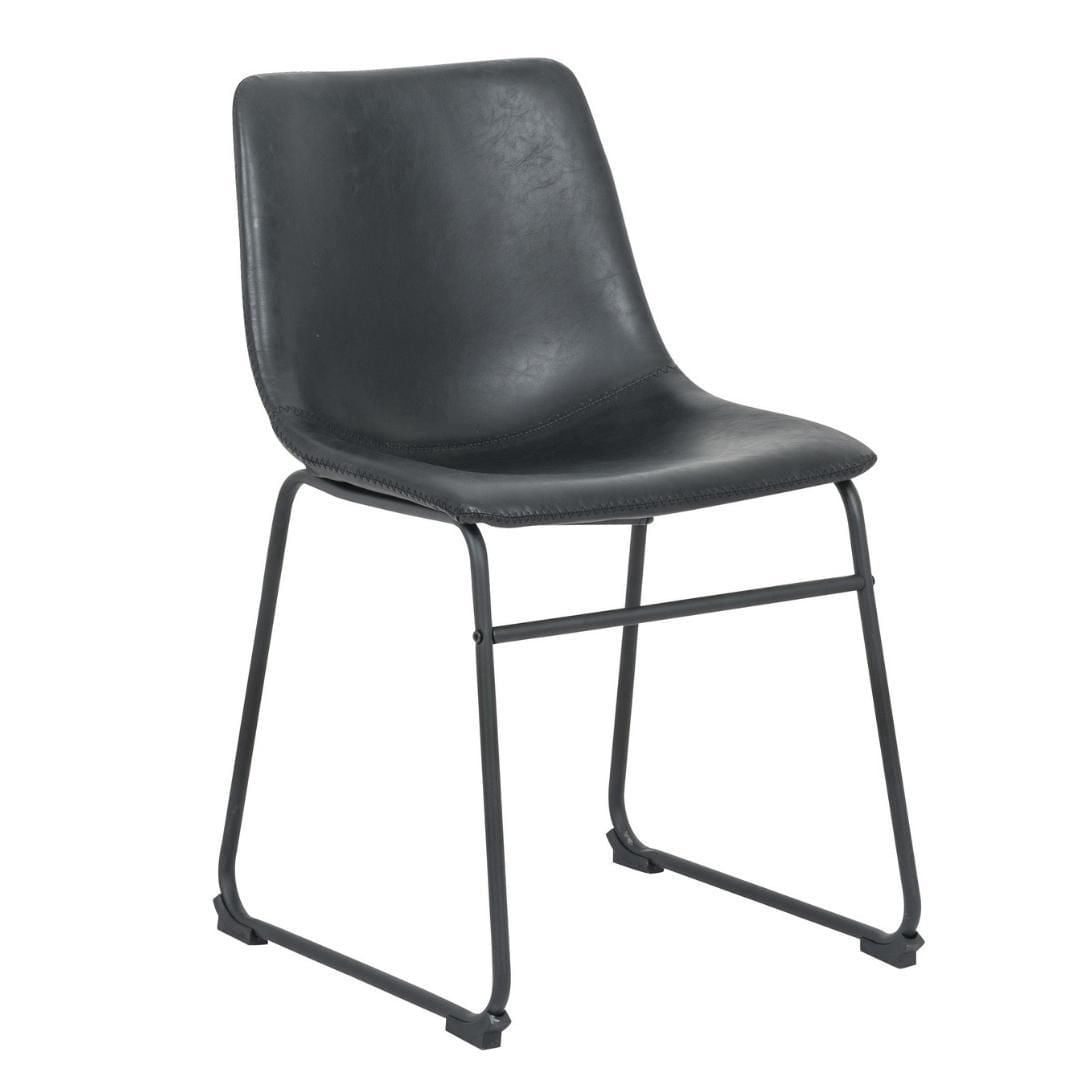 Chaises de salle à manger modernes sans accoudoirs Ani en cuir PU noir – Rembourrées, design élégant du milieu du siècle, construction robuste.
