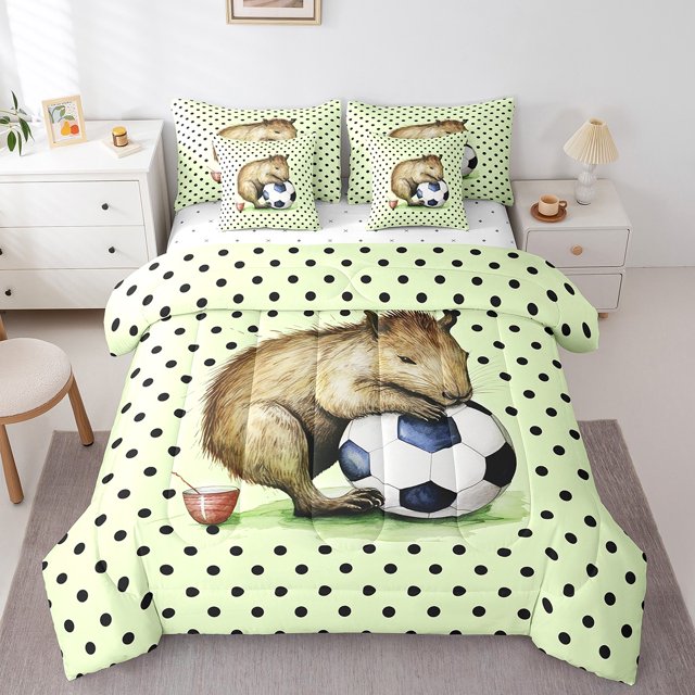YST Capybara Ensemble de Douillette, Literie Animale Amusante, 7 Pcs, Format Simple