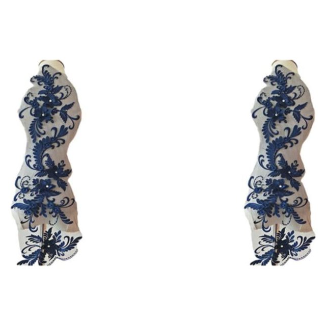 relayinert Belle Robe en Dentelle Florale avec Patch Applique pour Robes de Mariage Uniques Robe de Mariage Unique Dentelle Applique Ondulée Bleue 2ensemble