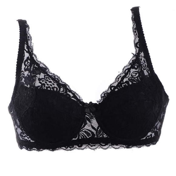 Women Sexy Underwire Padded Up Embroidery Lace Bra 32-40B Brassiere Bra Push Up Bras Black 32B