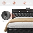 thumbnail image 4 of GUNAITO King Bed Frame with Storage Headboard Upholstered Platform Bed with LED Lights USB Ports & Outlets Black, 4 of 5