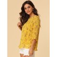 thumbnail image 4 of INSPIRE CHIC Blouse Fluide en Mousseline à Volants à Manches 3/4 à Imprimé Floral pour Femme, 4 of 5