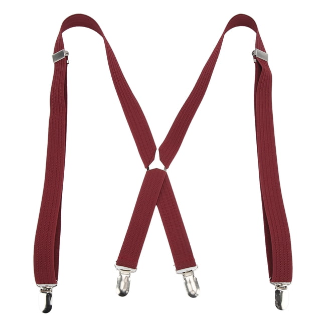 Mens Suspenders, Simple Design Wide Applicability Mens Dress Suspenders Comfy Fit For Outdoor For Work For Wedding Wine Red