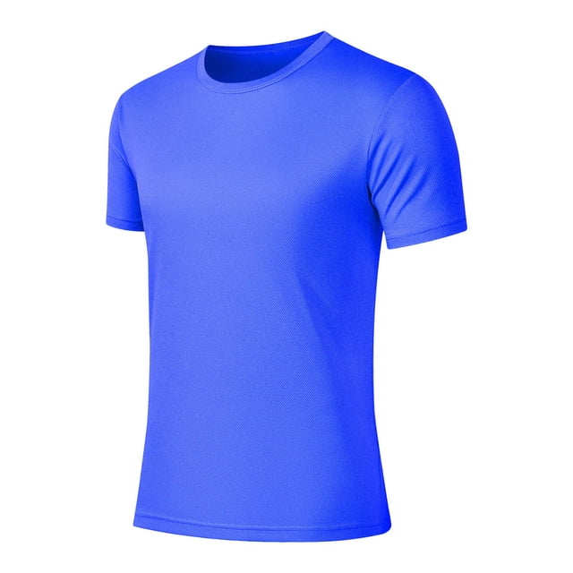 Pisexur T Shirts for Man , Hommes Mode Décontractée Couleur Unie Col Rond Course Exercice et Entraînement Physique Manches Courtes Haut Bleu, TG Chemises de Golf Hommes & Chemises Hommes