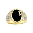 thumbnail image 1 of RYLOS Men's Rings 14K Yellow Gold Nugget Ring with Cabochon Gemstone & Diamonds Cabochon Onyx Rings For Men Size 11, 1 of 7
