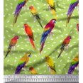 thumbnail image 3 of Soimoi Green Heavy Satin Fabric Macaw Parrot Bird Printed Fabric 1 Yard 56 Inch Wide, 3 of 3