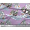 thumbnail image 2 of Soimoi Purple Cotton Poplin Fabric Animals & Pine Tree Decor Fabric Printed Yard 42 Inch Wide, 2 of 5