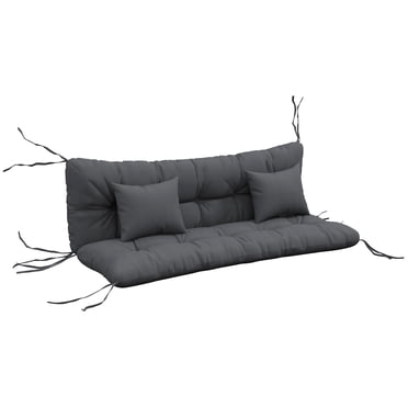 Coussins de Chaise Intérieur Extérieur avec Dossier, Oreillers, Attaches, Sans Balançoire, Gris