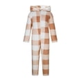 thumbnail image 4 of Combinaison à Manches Longues pour Filles, Combinaison à Capuche à Carreaux à Manches Longues, Tenue de Nuit Décontractée d'Hiver avec Chaleur, Rouge, Manches Longues, 4 of 6