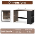 thumbnail image 3 of Gymax Computer Desk 44'' Home Office Desk w/ 2-Tier Bookshelf Study Writing Desk Rustic Brown & Black, 3 of 10